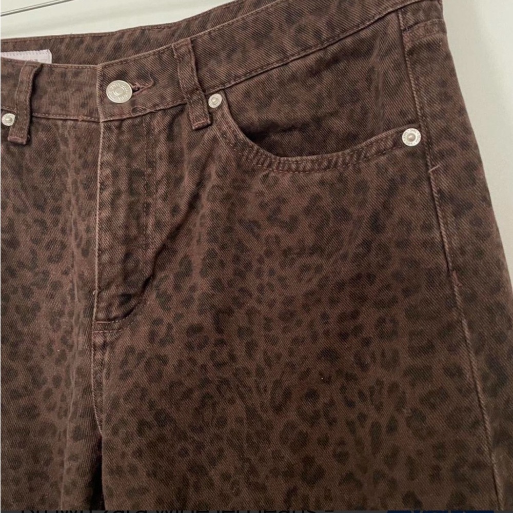 ZARA Brown Leopard Print High Waist Flare Pants Size US 2 EU 34